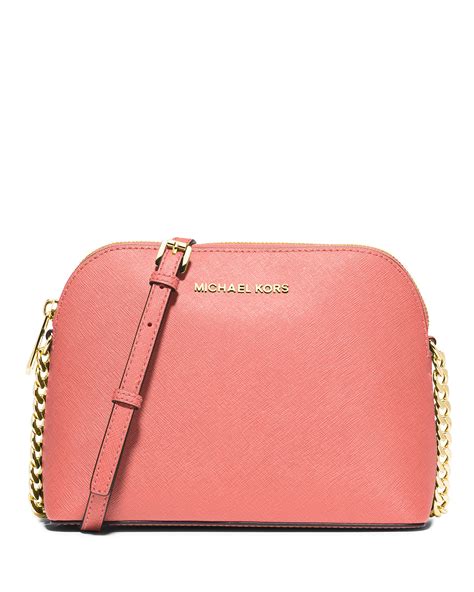 michael michael kors cindy large dome crossbody pink grapefruit